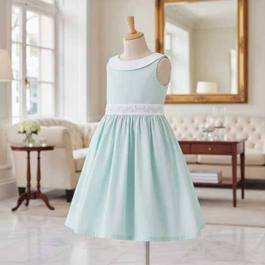 Organic Cotton Blue & White Sateen Party Dress