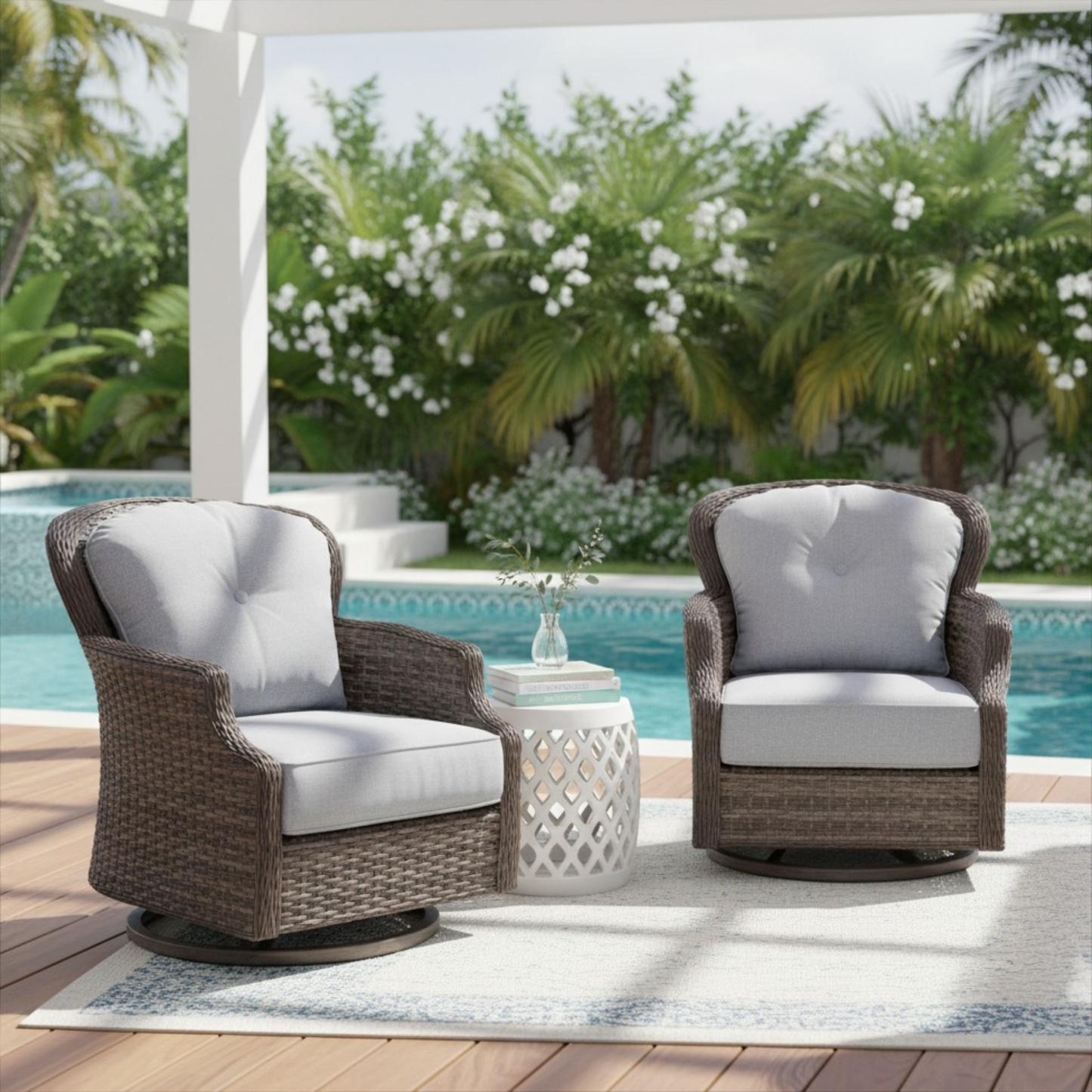 The Tenaya Wicker Swivel Rocking Chair - Set of Two