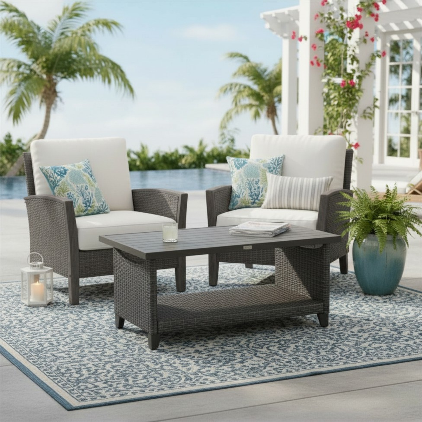 The Lassen Wicker Rattan Outdoor Coffee Table