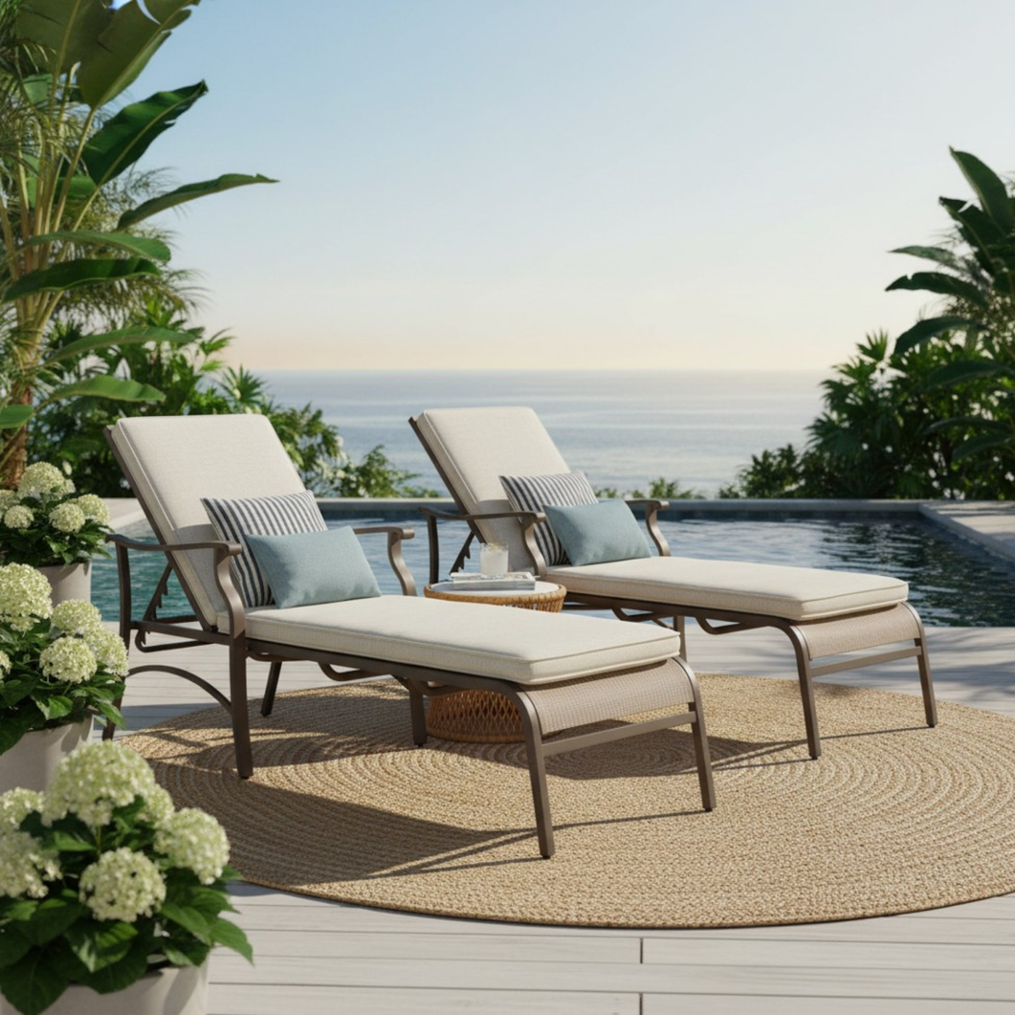 The Trevi Textilene Outdoor Chaise Lounge - Set of Two