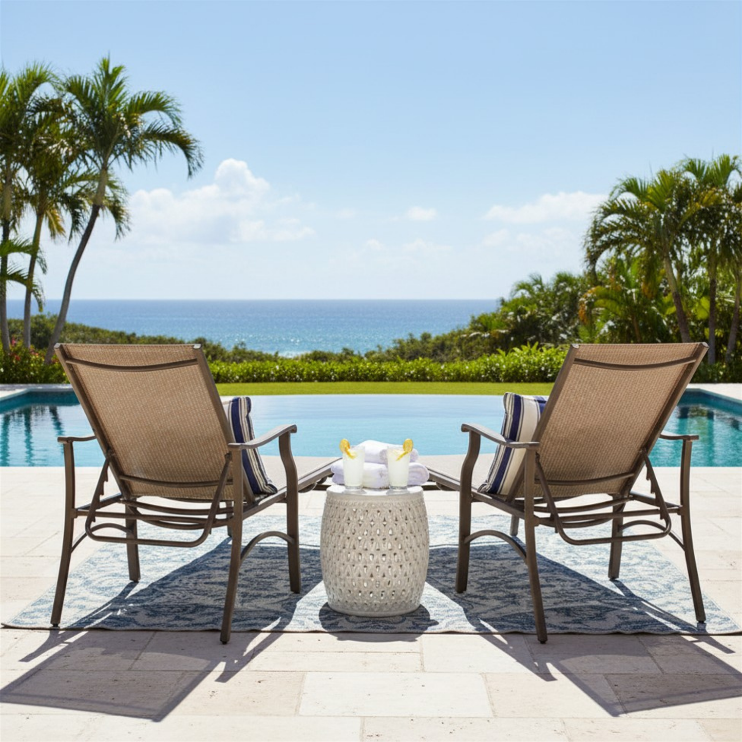 The Trevi Textilene Outdoor Chaise Lounge - Set of Two