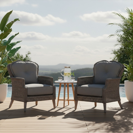 Ashbourne All-Weather Wicker Outdoor Seating Collection with Three-Seat Sofa & Lounge Chairs
