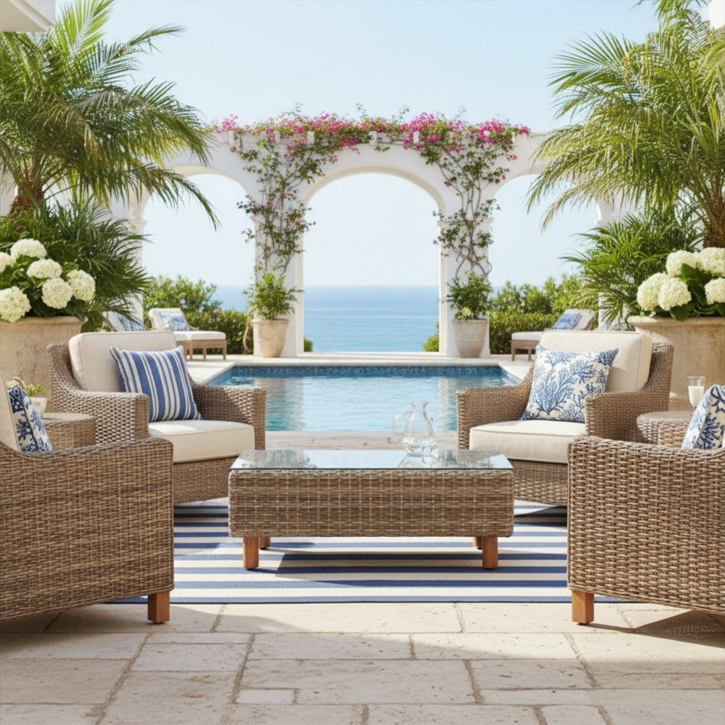 The Orlando Wicker Rattan Outdoor 4-Piece Luxury Sofa Set