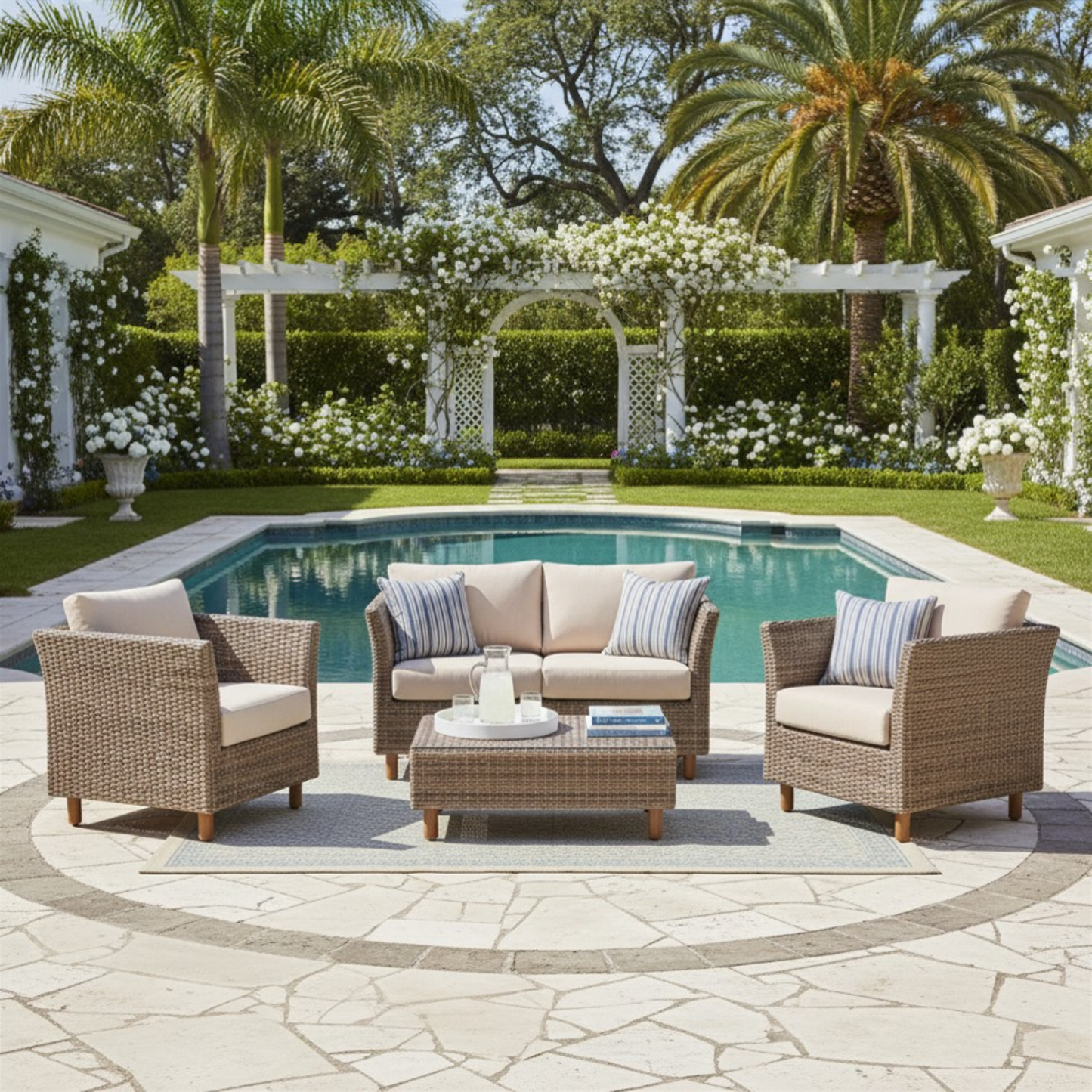 The Orlando Wicker Rattan Outdoor 4-Piece Luxury Sofa Set