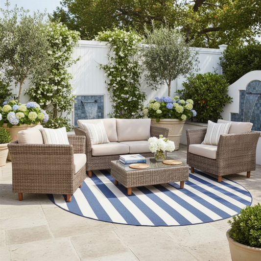 The Orlando Wicker Rattan Outdoor 4-Piece Luxury Sofa Set