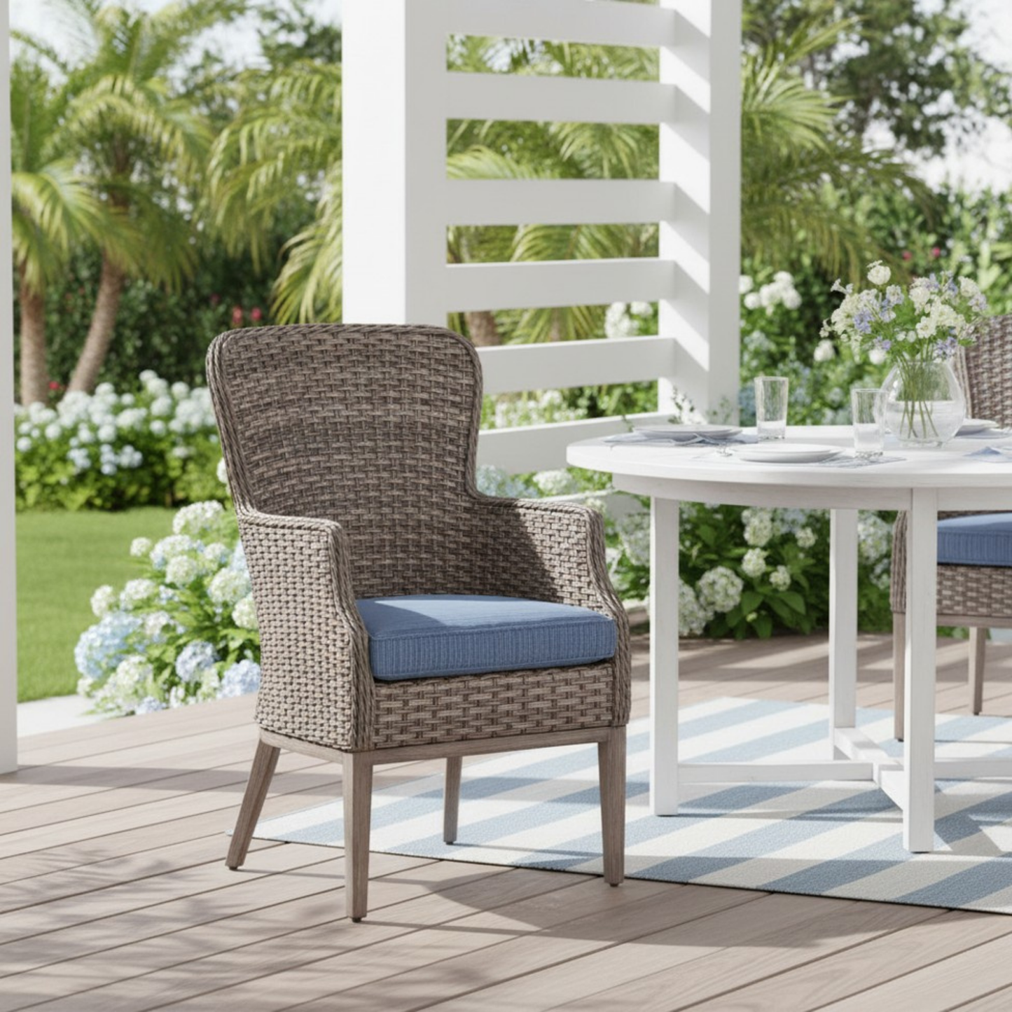 The Tenaya 5-Piece Wicker Rattan Outdoor Luxury Dining Set