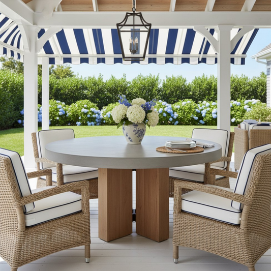 Java Outdoor Teak & Concrete Dining Table - Slate Gray