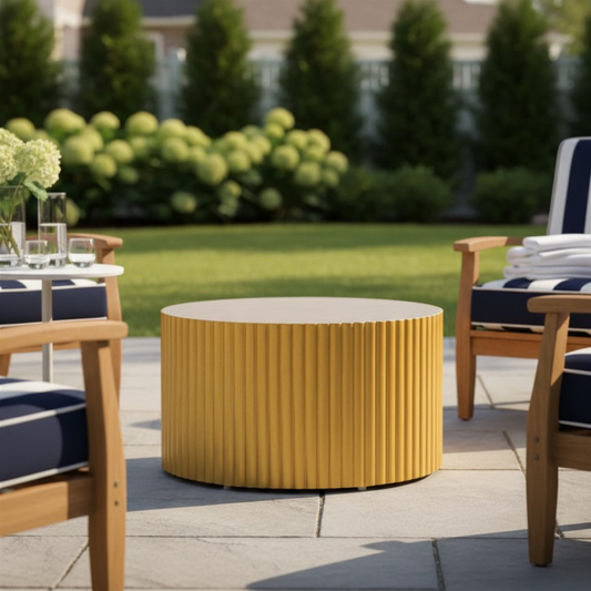 Scalloped Zanzibar Gold Outdoor Luxury Concrete Coffee Table
