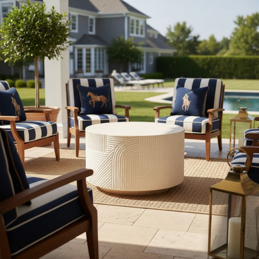 The Serenity 15" Hand Crafted Tall Round Outdoor Luxury Accent Table - White, Blue or Black