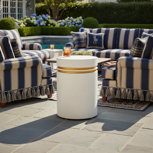 The Santori Double Ring Tall - Gold Outdoor Luxury Handcrafted Concrete End table