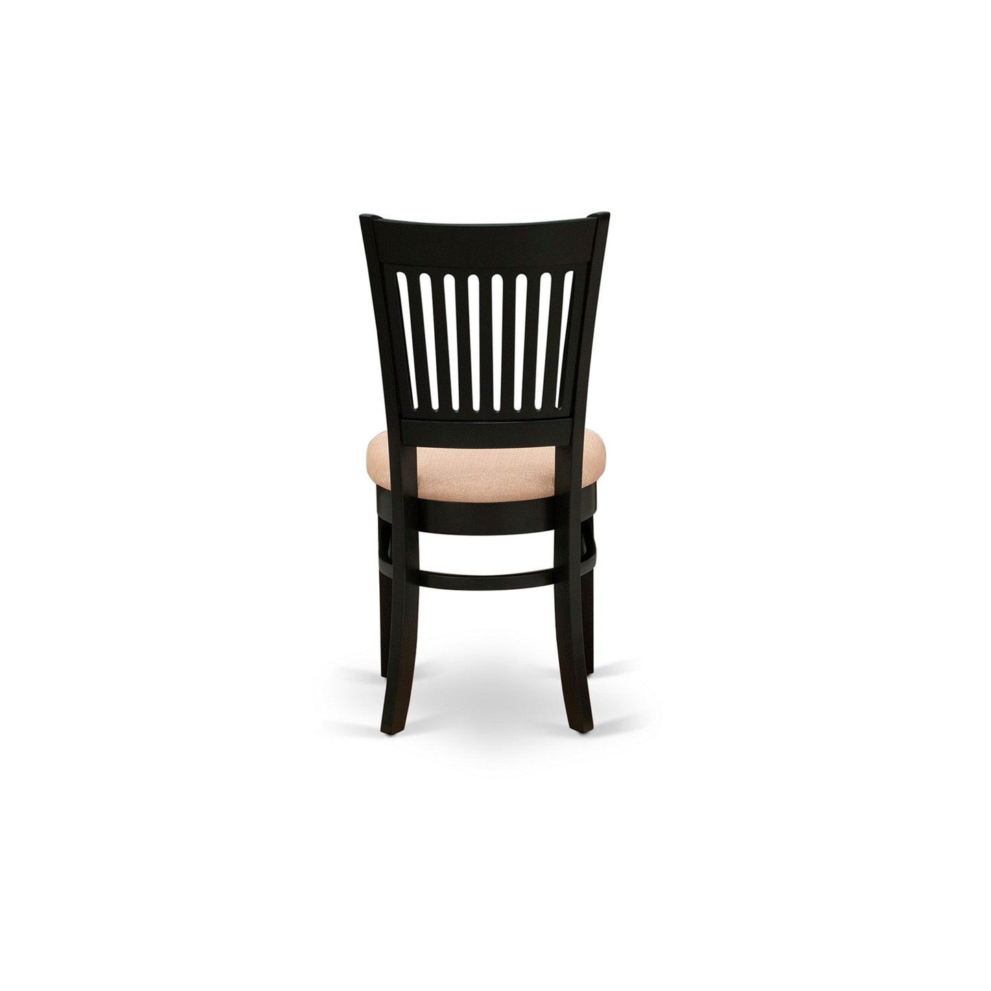 EAST WEST FURNITURE - AMVA3-BLK-C - 3-Pc Modern Dining Table Set- 2 Wood Dining Chair and Dining Room Table - Linen Fabric Seat and Slatted Chair Back (Black Finish)