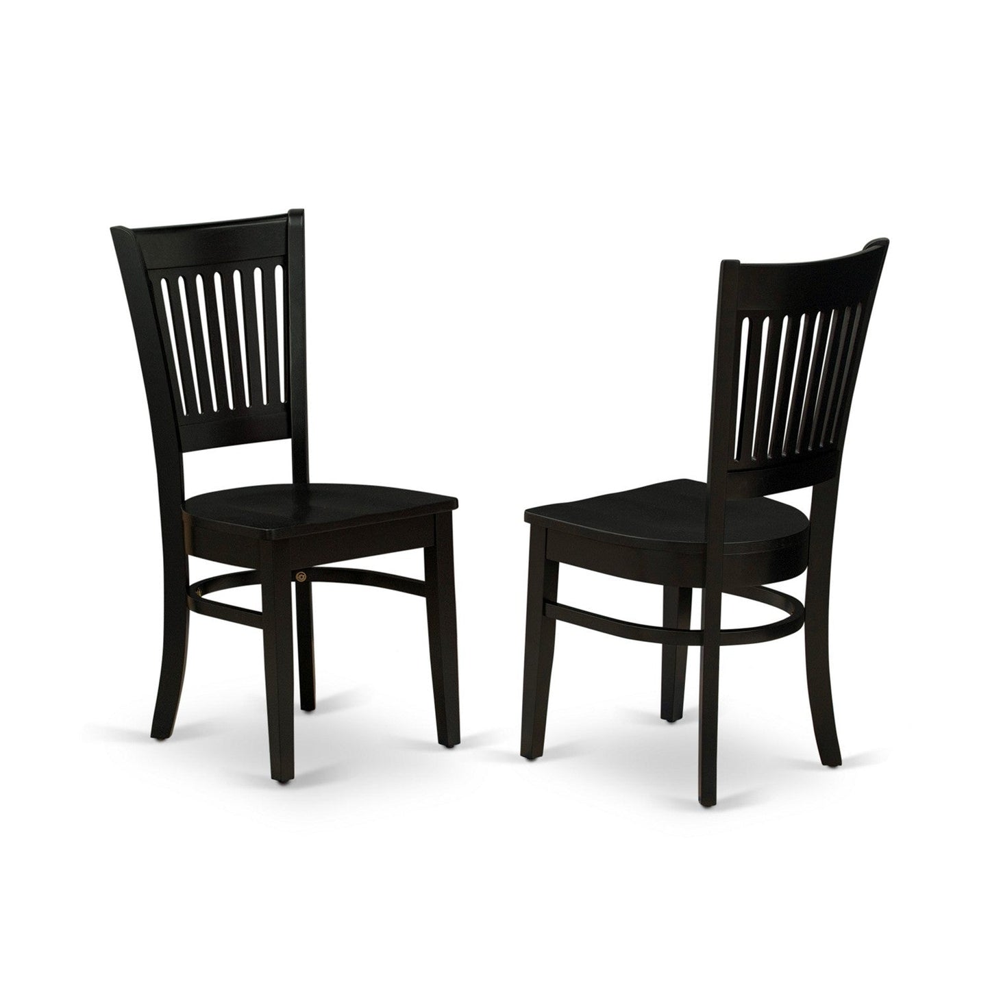 EAST WEST FURNITURE - ANVA3-BLK-W - 3-Piece Dining Room Set- 2 Kitchen Chair and Modern dining room table - Wooden Seat and Slatted Chair Back (Black Finish)