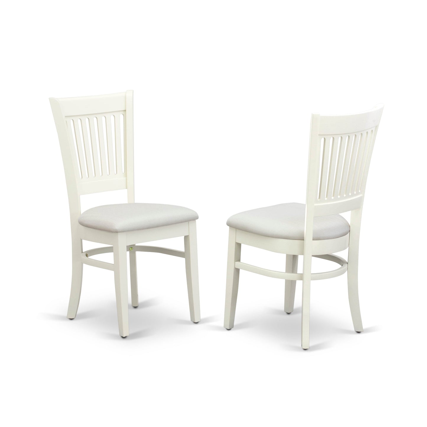EAST WEST FURNITURE - AVVA5-LWH-C - 5-Pc Dinette Room Set- 4 Mid Century Dining Chairs with Linen Fabric Seat and Slatted Chair Back - Removable leaf Wood Dining Table - linen white Finish