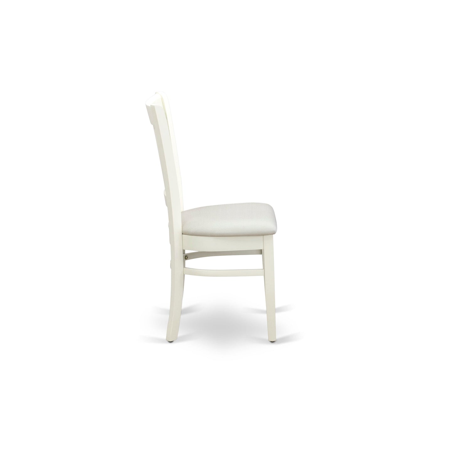 EAST WEST FURNITURE - AVVA5-LWH-C - 5-Pc Dinette Room Set- 4 Mid Century Dining Chairs with Linen Fabric Seat and Slatted Chair Back - Removable leaf Wood Dining Table - linen white Finish