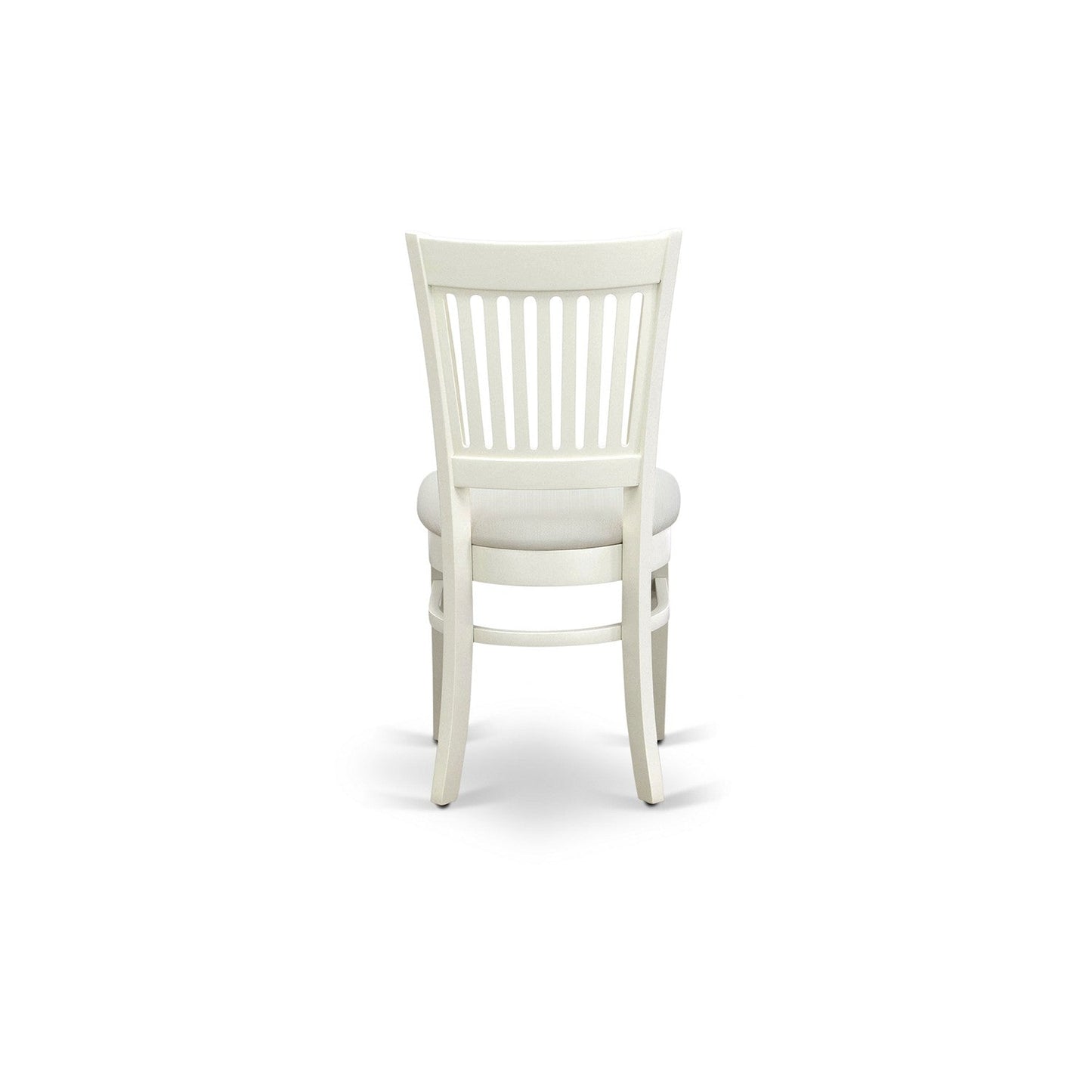 EAST WEST FURNITURE - ANVA3-LWH-C - 3-Pc Dining Room Table Set- 2 Wooden Chairs and Round Dining Table - Linen Fabric Seat and Slatted Chair Back (linen white Finish)