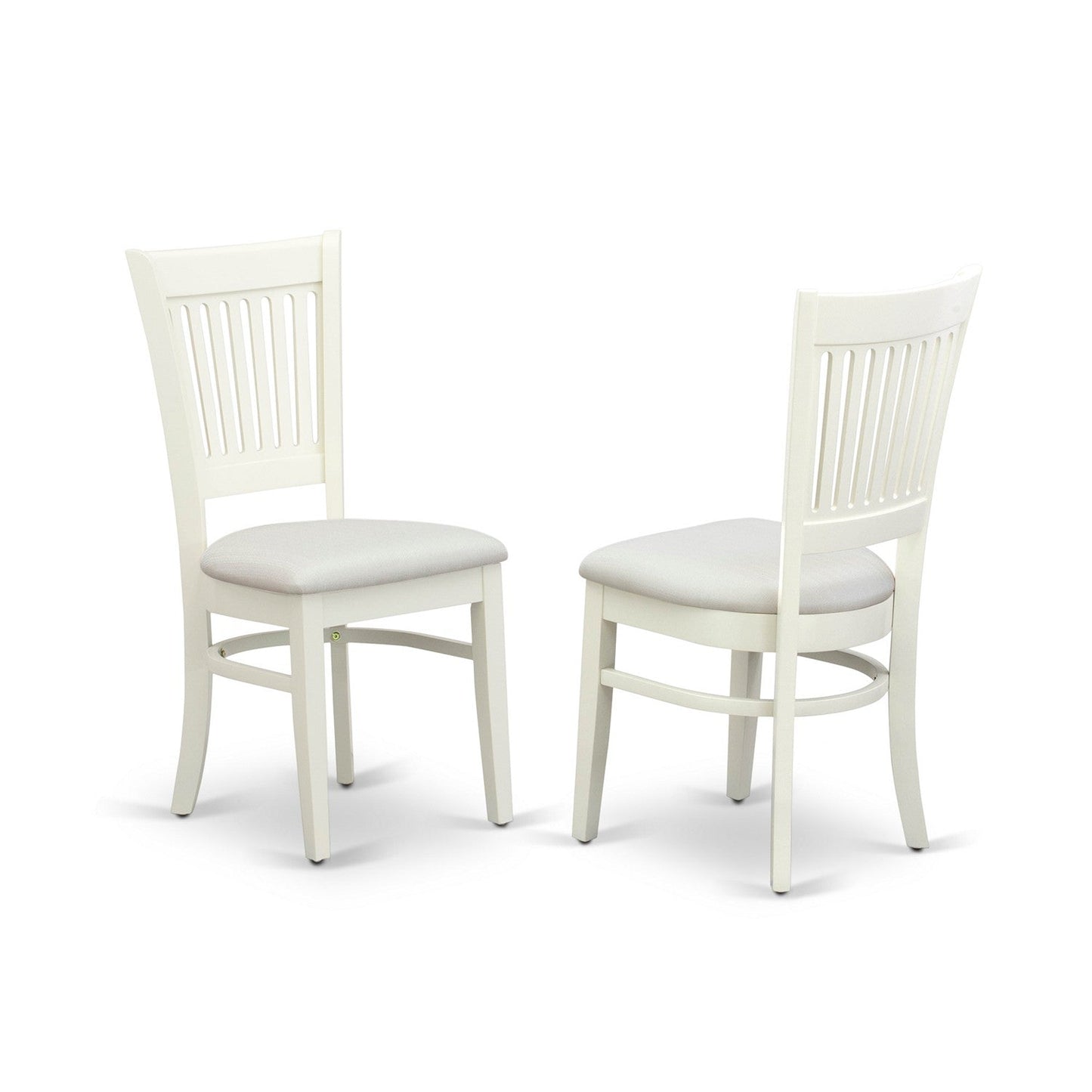 EAST WEST FURNITURE - AMVA5-LWH-C - 5-Piece Dinette Room Set- 4 dining room chairs and Wooden Dining Table - Linen Fabric Seat and Slatted Chair Back (linen white Finish)