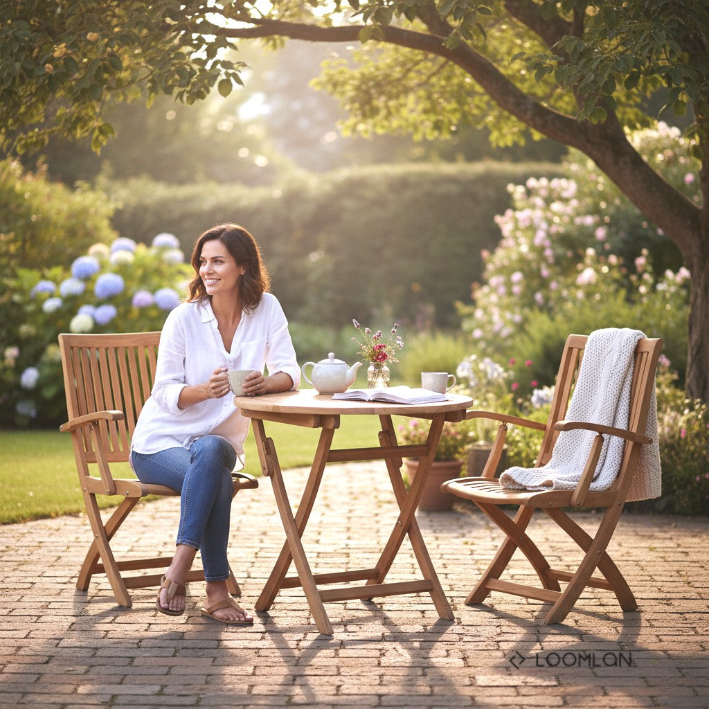 Valencia Teak Oudoor Round Bistro Set 3PC