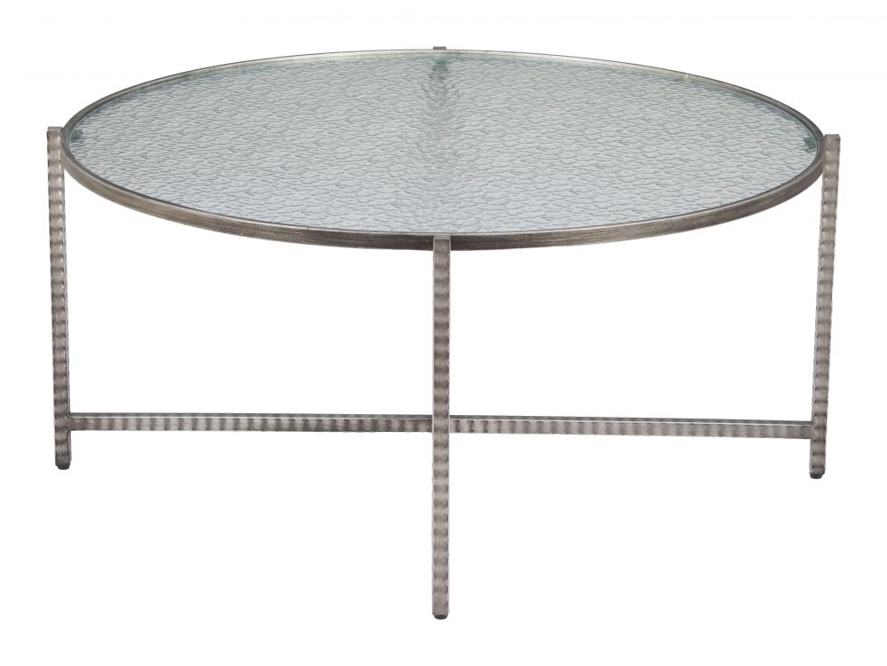 Vetro Rippled Glass Top Round Coffee Table