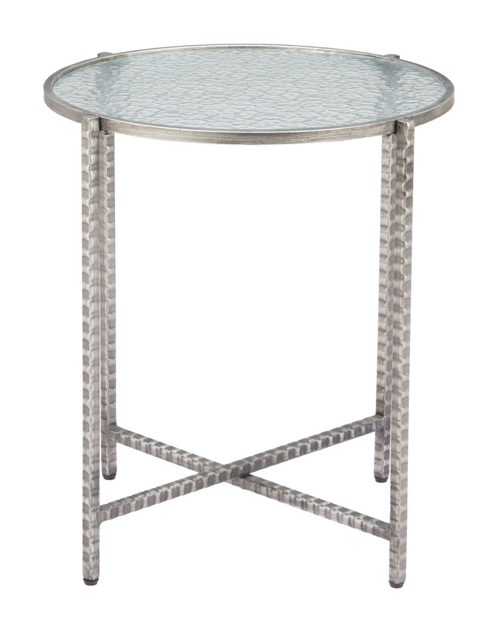 Vetro Rippled Glass Top Round Side Table