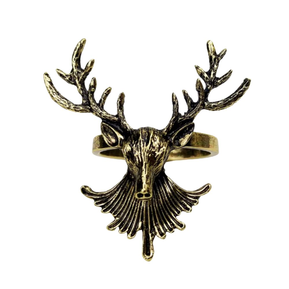 The Stag Napkin Rings - Antiqued Gold (Set of 4)