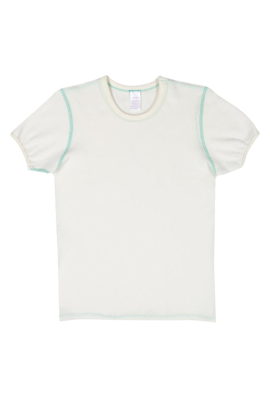 Organic Cotton Thermal Surplus Tee - Natural/Marine Green