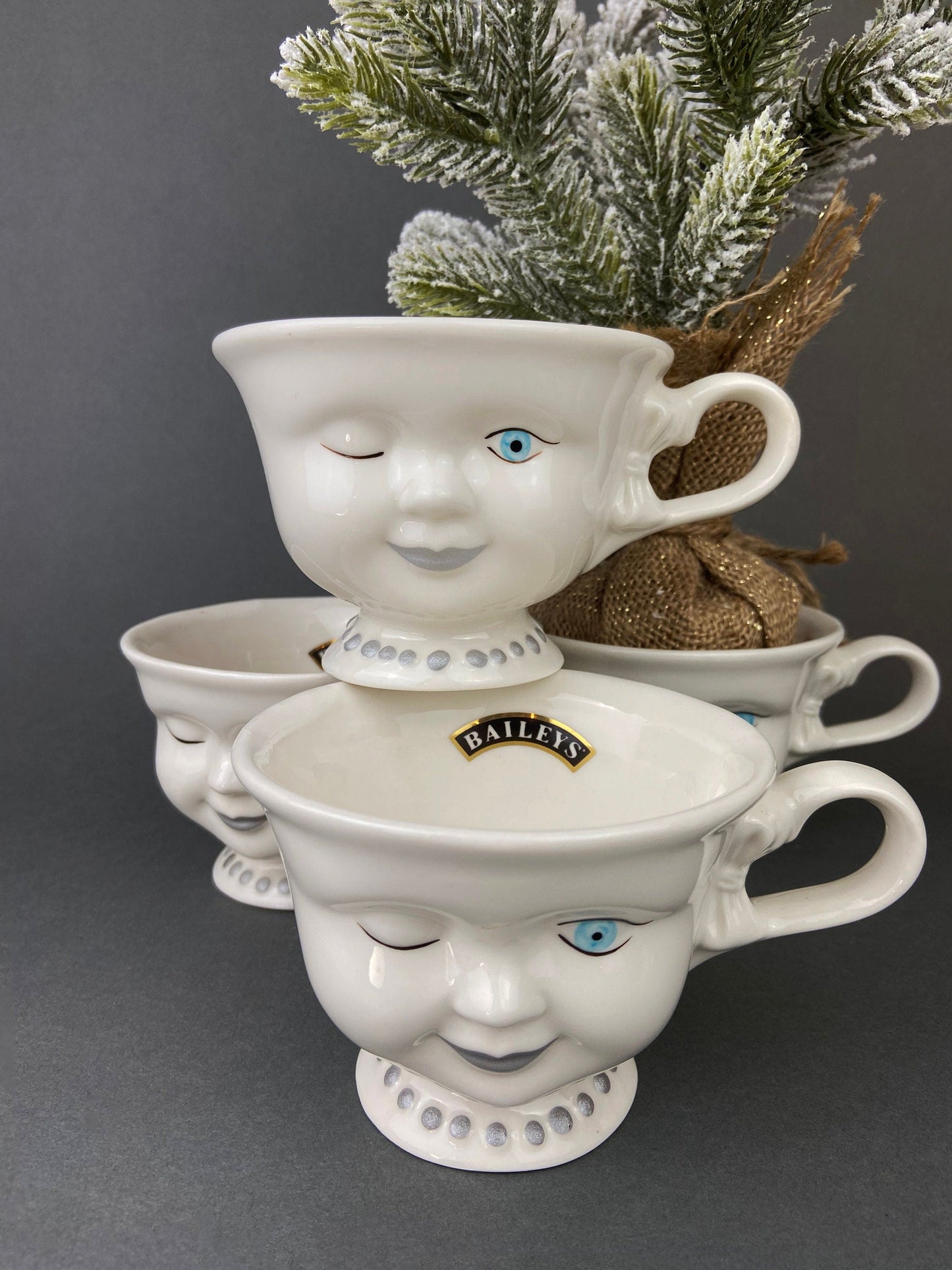 Vintage Bailey's Irish Cream Winking Face Cups - Set of Five