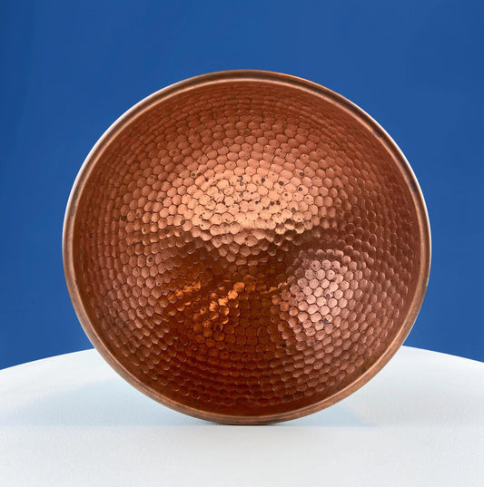 Vintage Copper Hand Pounded Bowl with Handle. For Kitchen Use or Display. Modern Farmhouse. Dining Room Table Decor. Gift for Him or Her.