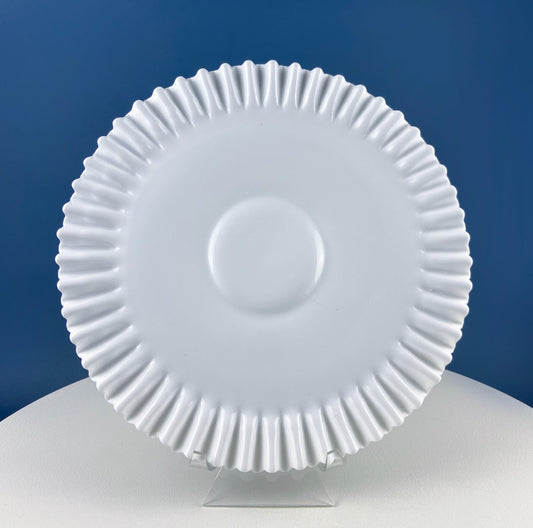 Vintage Large Milk Glass Serving or Cake Platter. White Hobnail Plate with Ruffled Edge. Modern Farmhouse. Dining Room Table Decor.