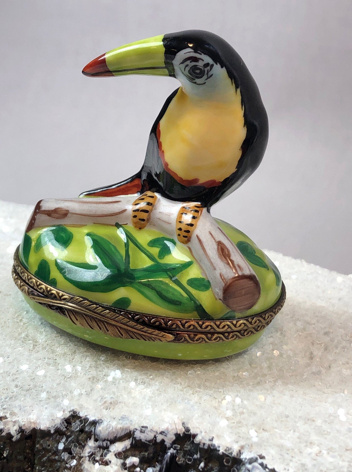 Vintage Hand-Painted Toucan Bird Limoges Trinket Box