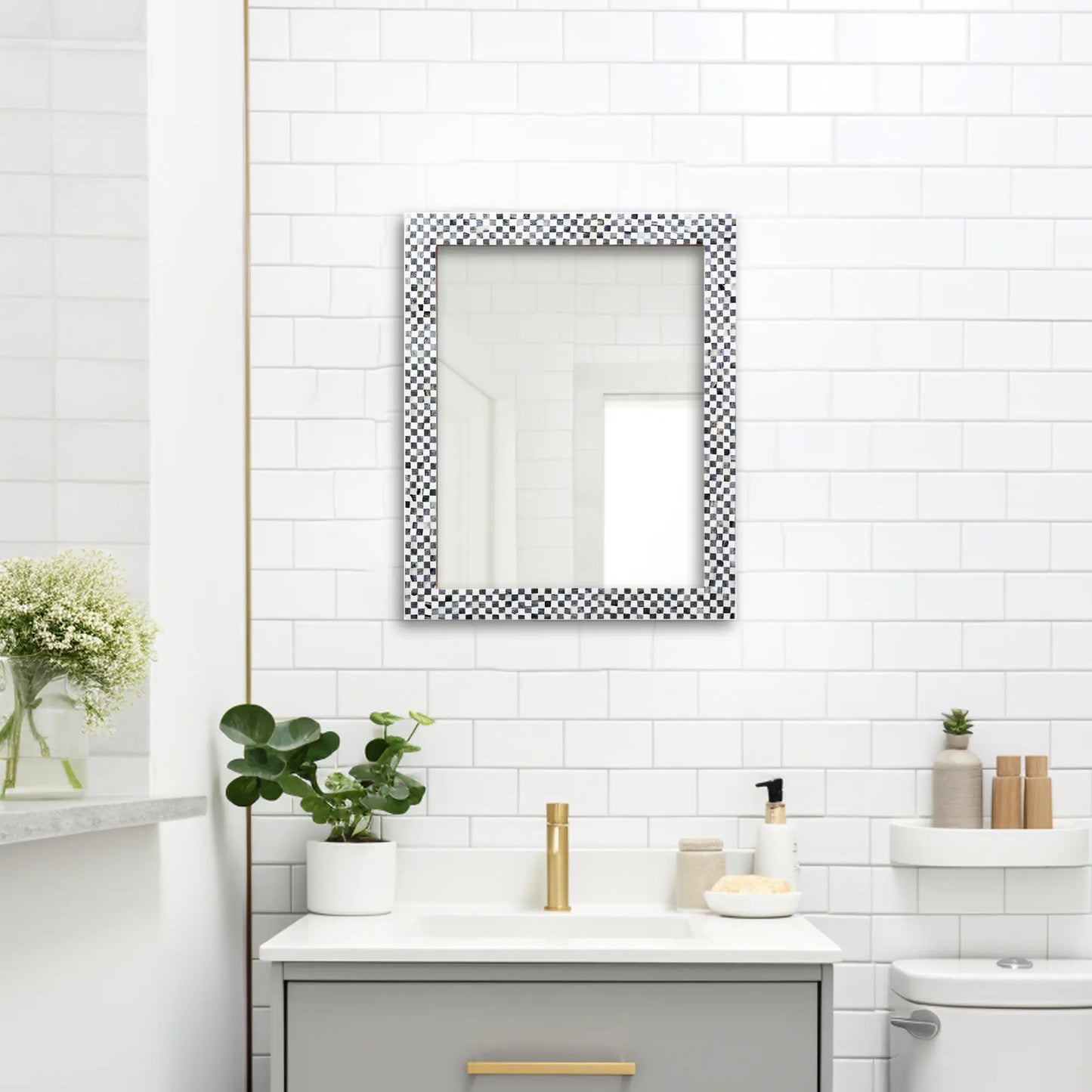Make To Order Checkered Mirror Bone Inlay Collection in 9 Sizes