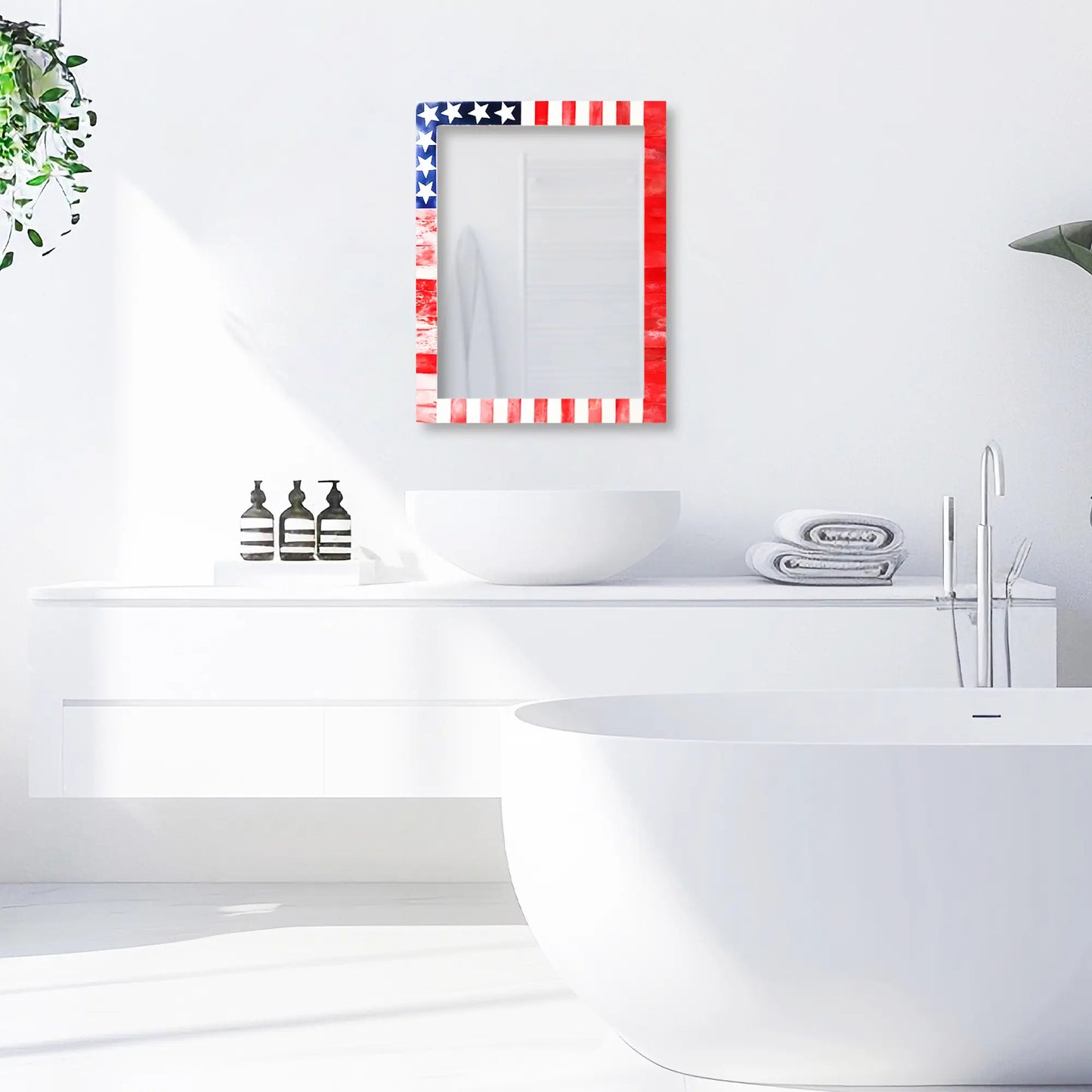 Pre-Order US Flag Bone & Resin Inlay Mirror Frames - 4 sizes