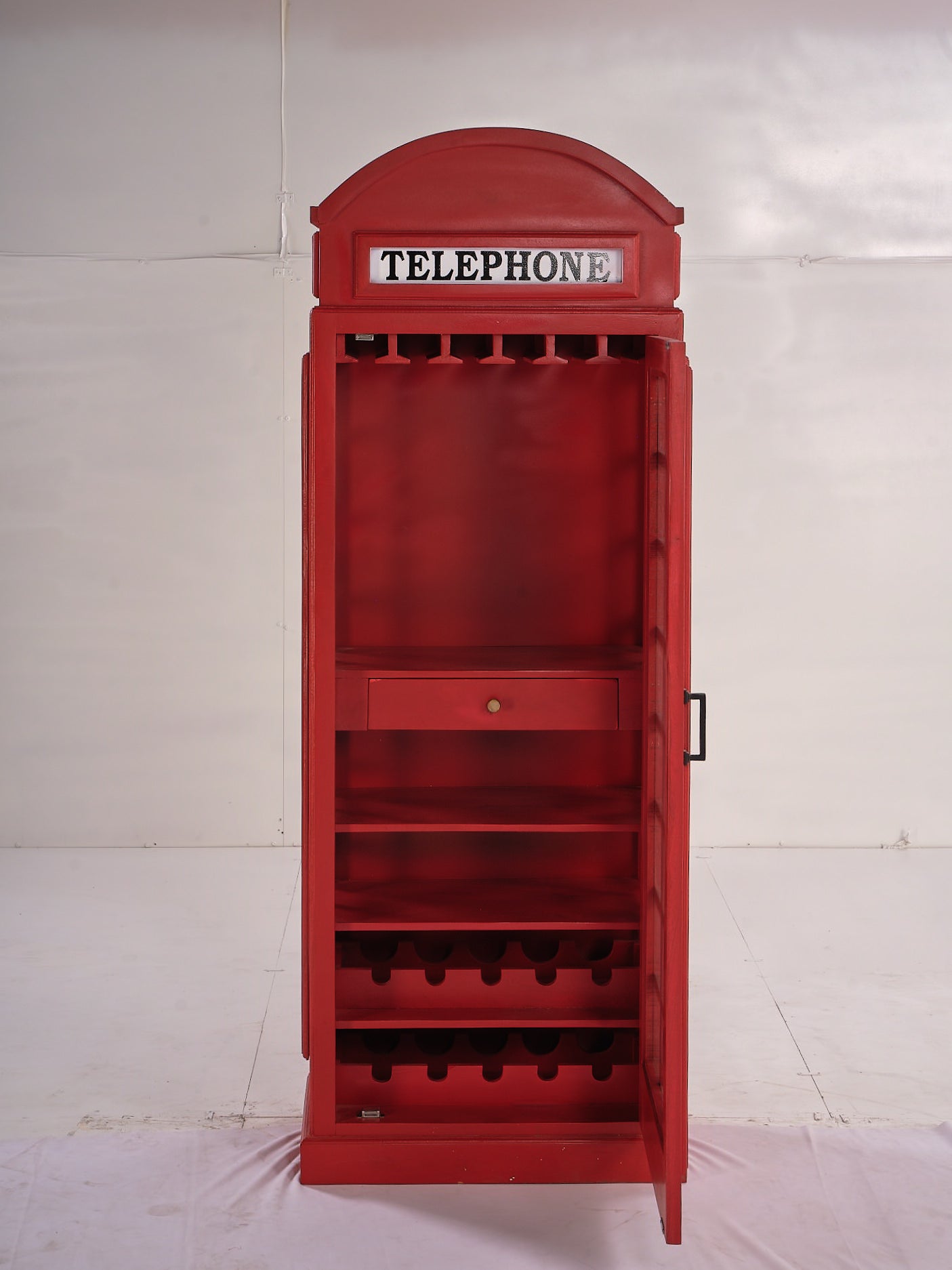 Dovreth Wood Red Bar Storage Cabinet