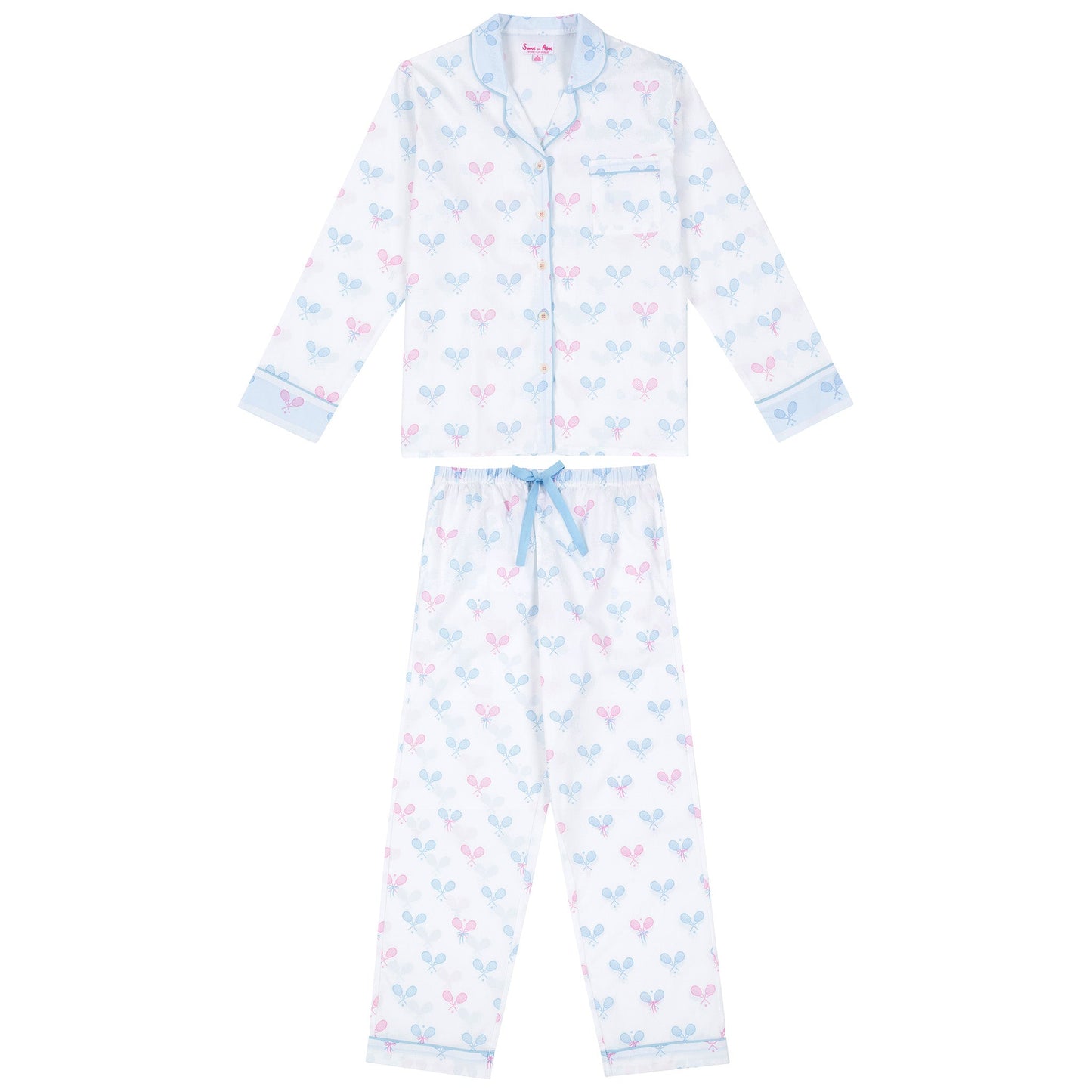 Women's Tennis Bows Long PJ Set