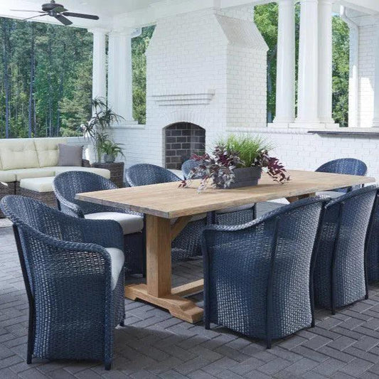 Weekend Retreat Dining Table with Wicker Chair Set 8PC