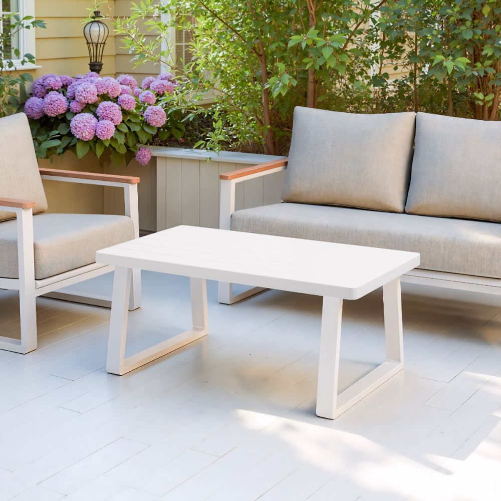 The Welt White Aluminum Modern Outdoor Coffee Table