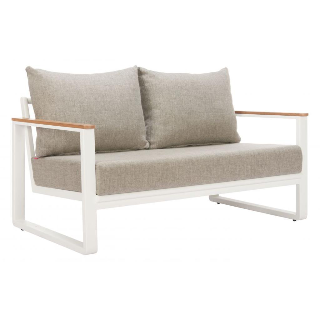 The Welt Olefin Taupe & White Outdoor Luxury Upholstered Fabric Sofa