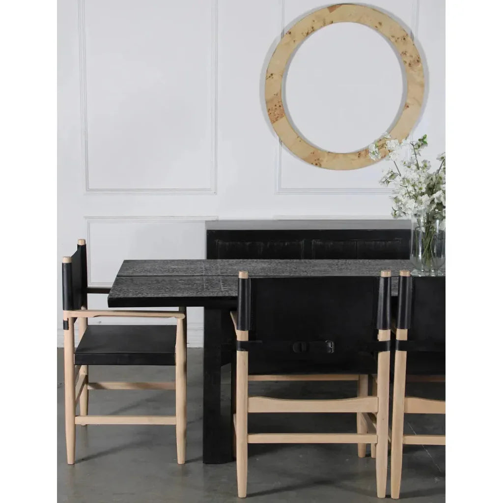 Xavier  Black Leather Arms Dining Chair