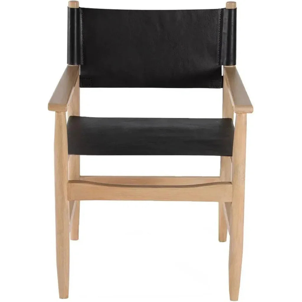 Xavier  Black Leather Arms Dining Chair