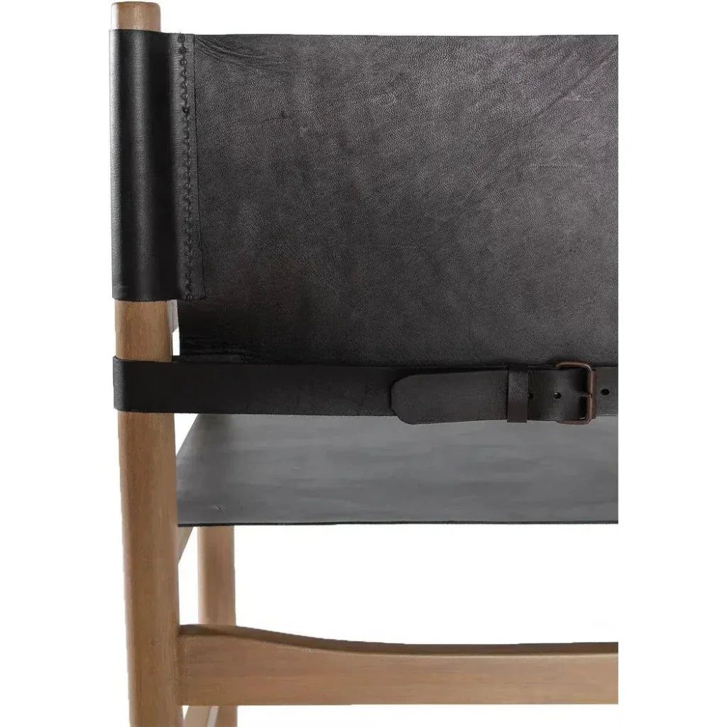 Xavier  Black Leather Arms Dining Chair