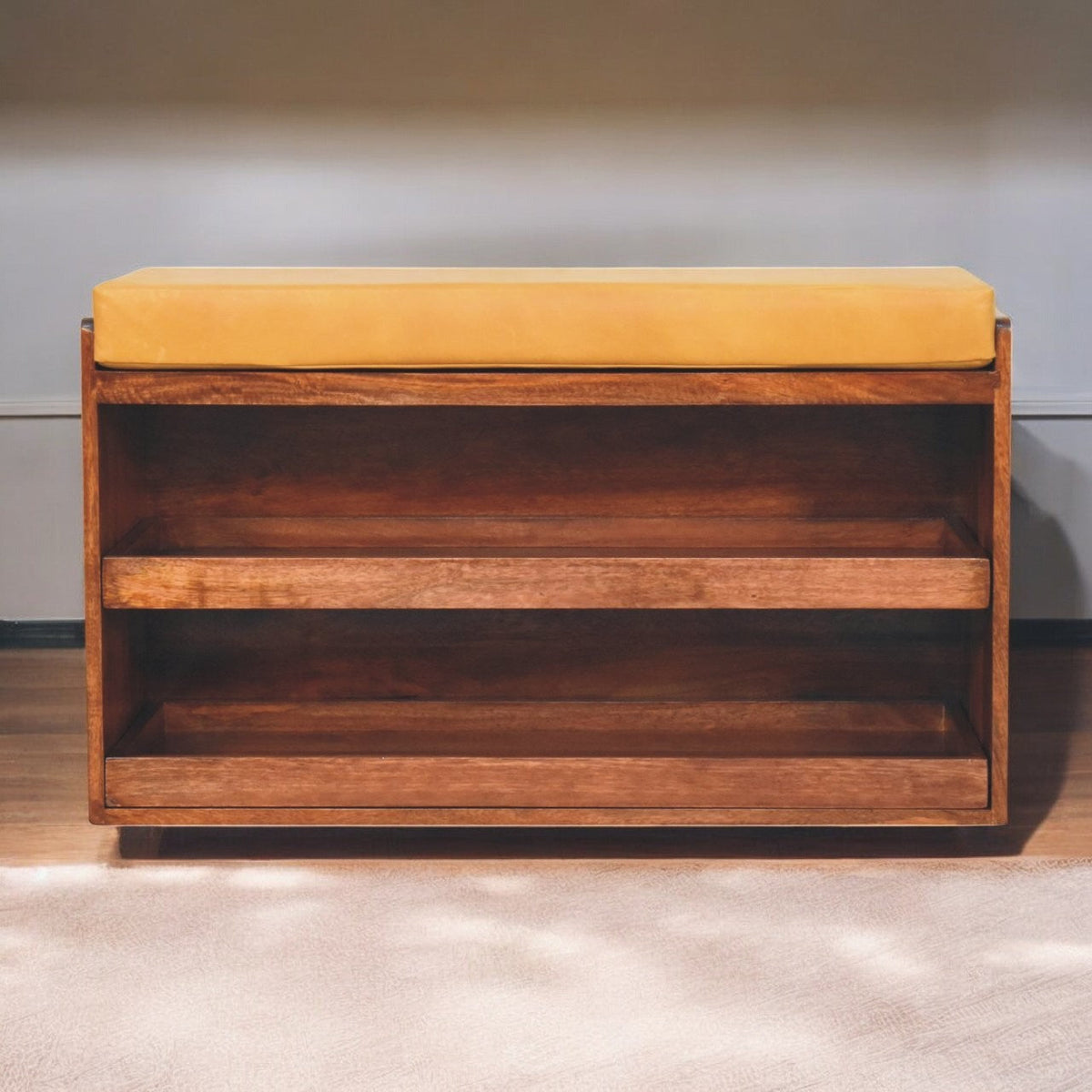 The Bridlewood Buffalo Leather Storage Bench — Tan