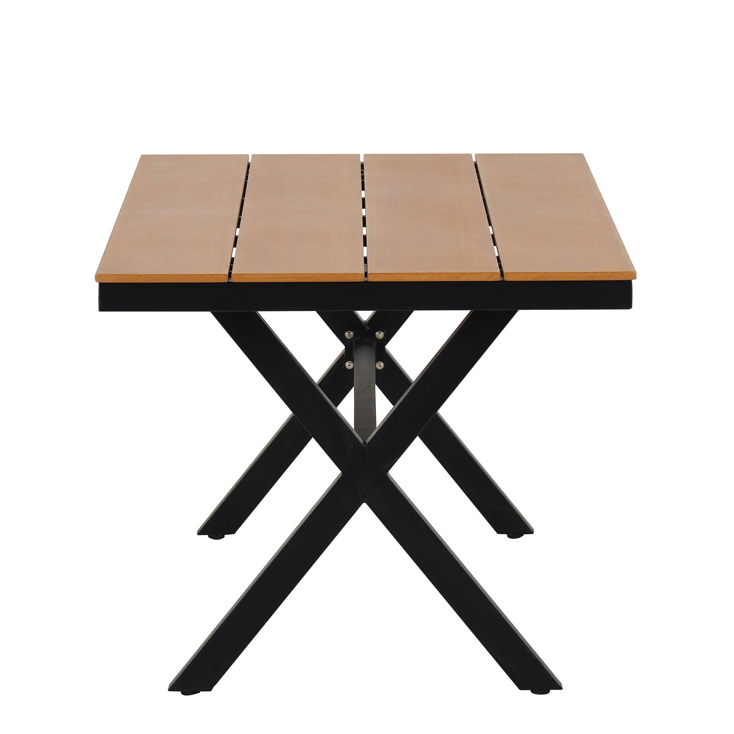 Outdoor Set Contemporary Pe Rattan Chairs and Plastic Wood Table