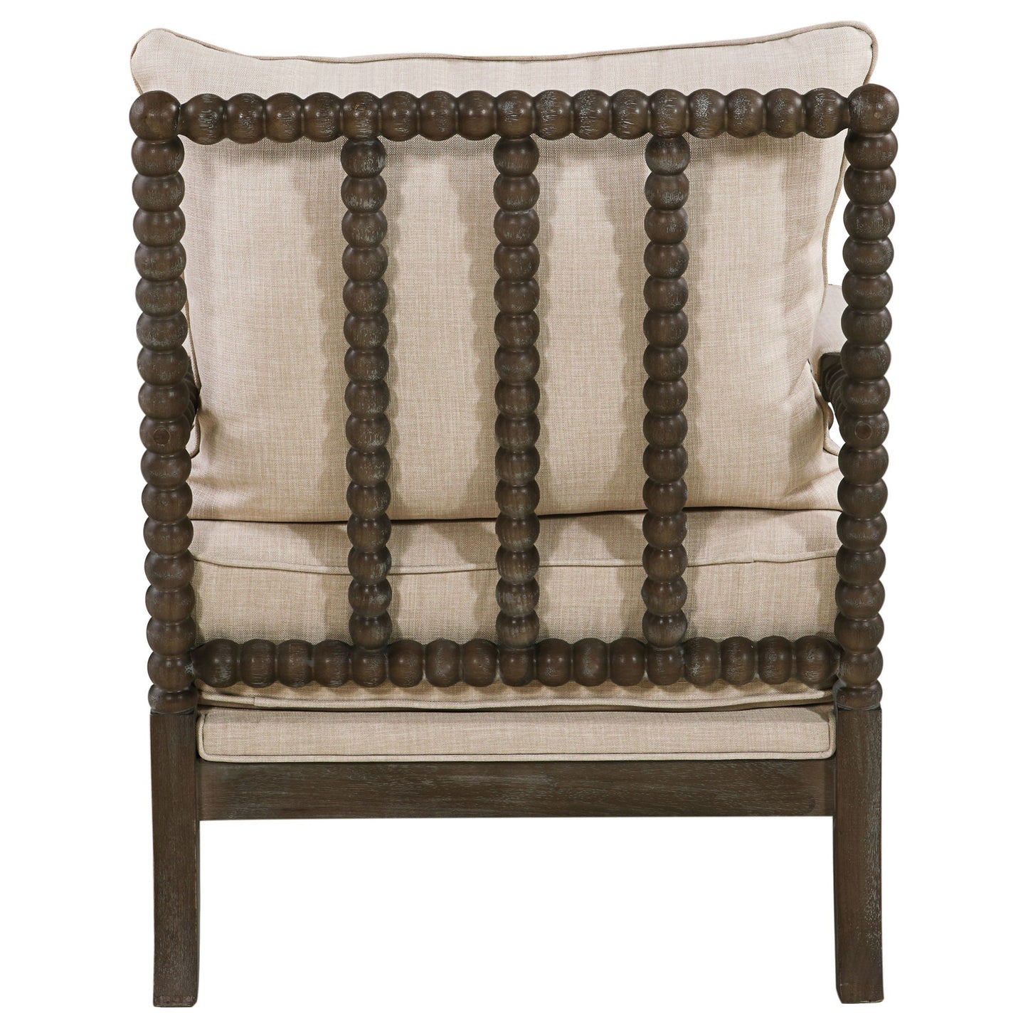 Blanchett Heritage Bobbin Lounge Chair – Beige Linen & Distressed Brown