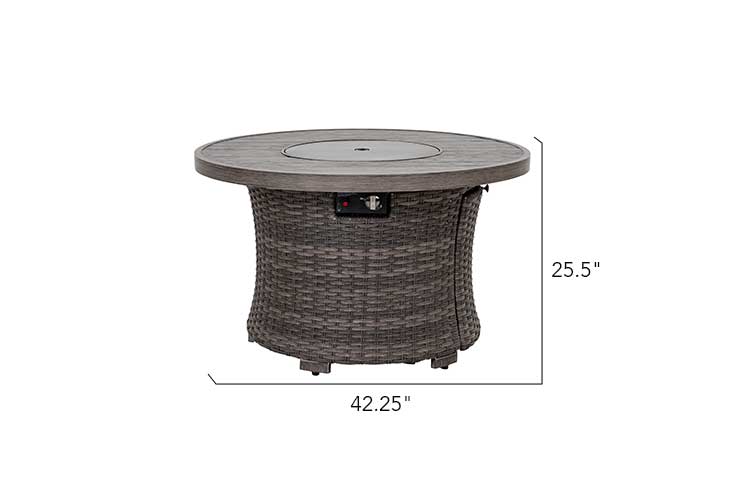 The Tenaya Round Wicker Fire Pit Outdoor Table with Metal Cover
