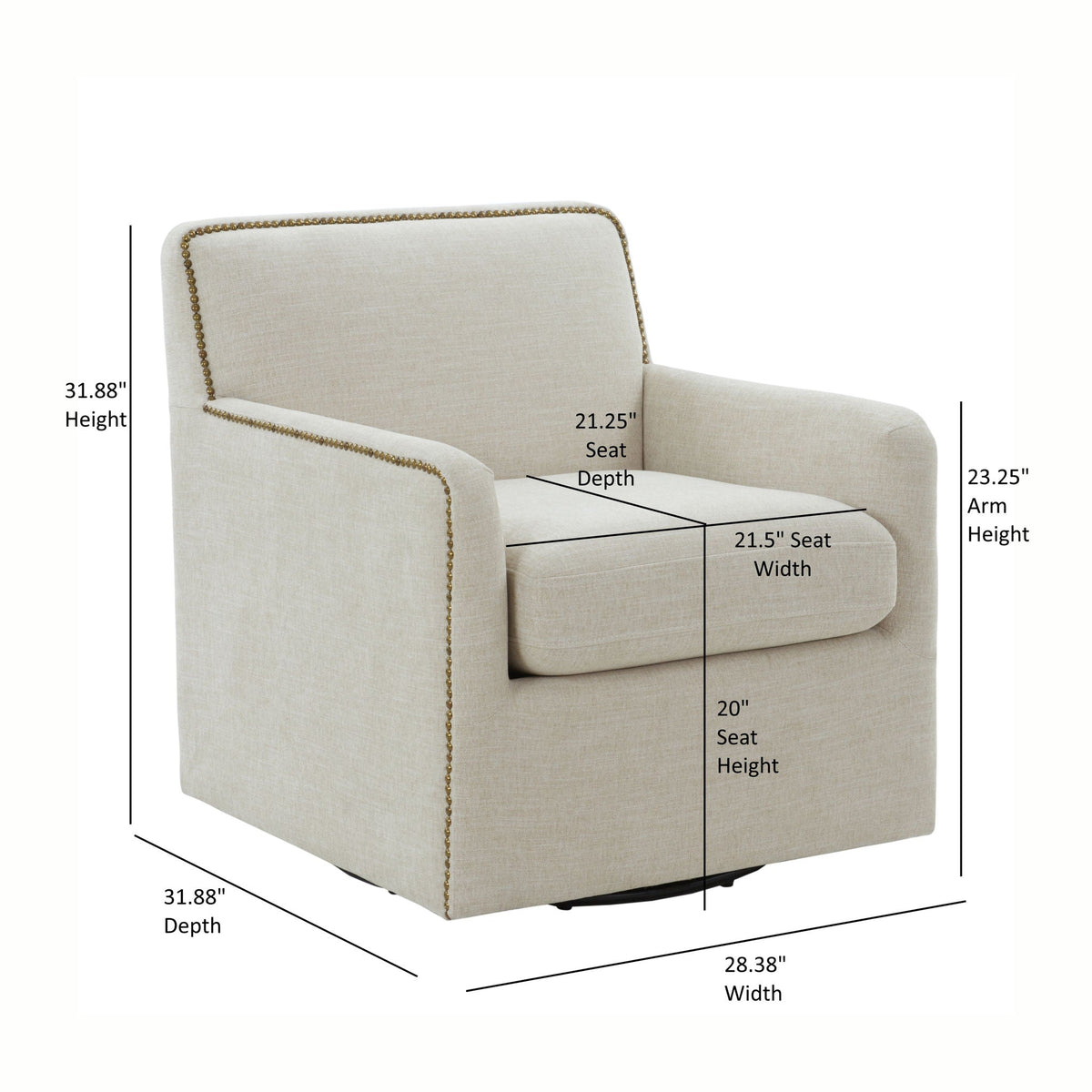 The Tolland Tailored Swivel Chair — Beige