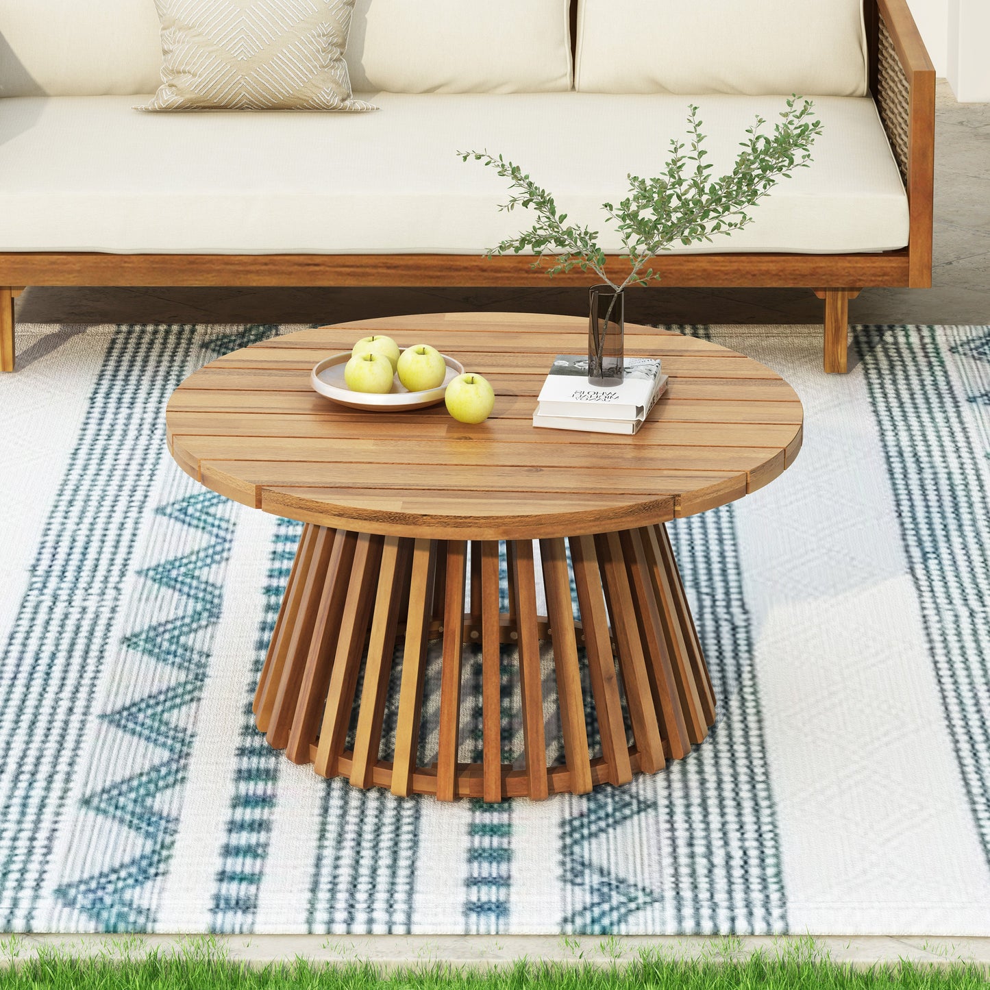 Patio Set Sectional Wicker Dark Teal Cushions Weather Resistant