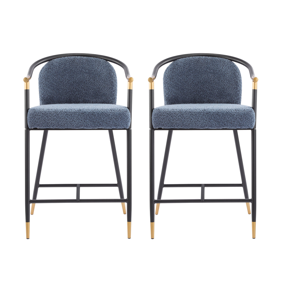 The Harbor Bar Navy & Brass Counter Stools — Set of 2