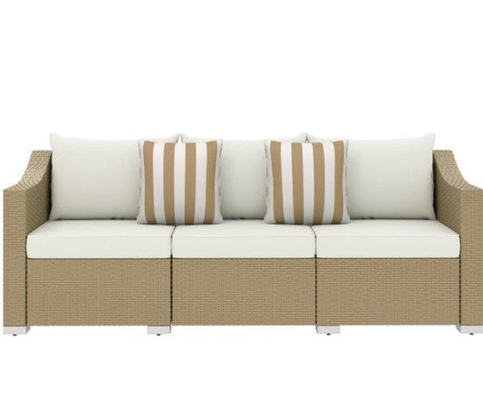 Outdoor Furniture Rattan Sofa with Cushions and Throw Pillows