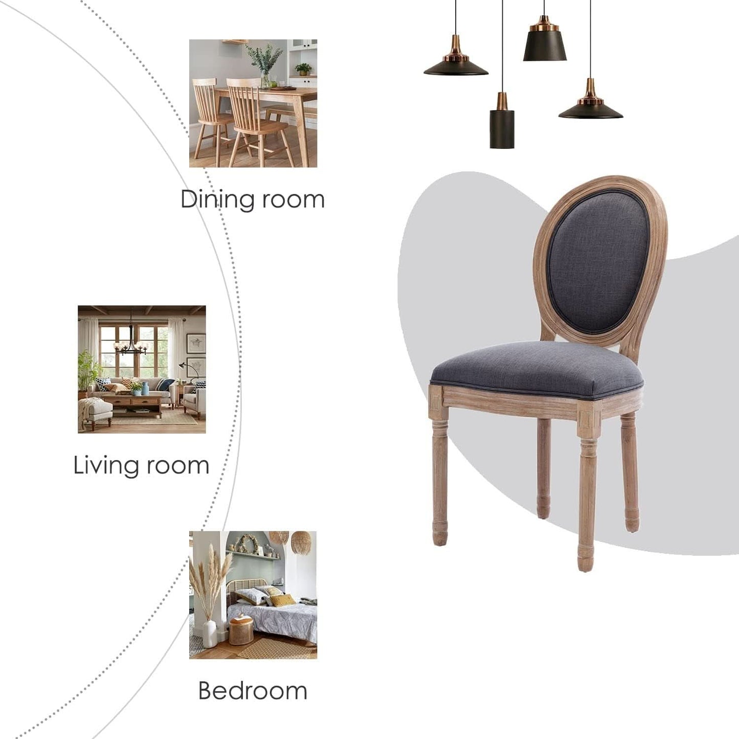 French Country Farmhouse Upholstered Dining Chairs Set Of 6