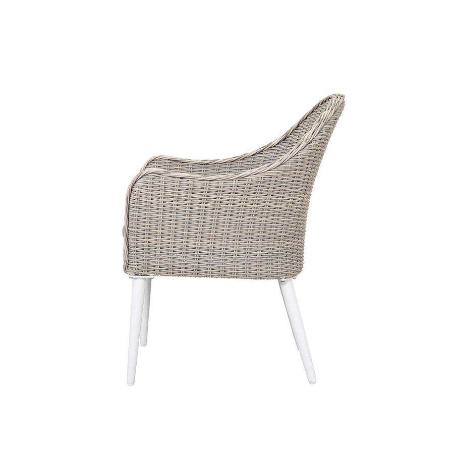 The Allux Wicker Rattan Outdoor Luxury Dining Chairs with Upholstered Cushions - Set of 2