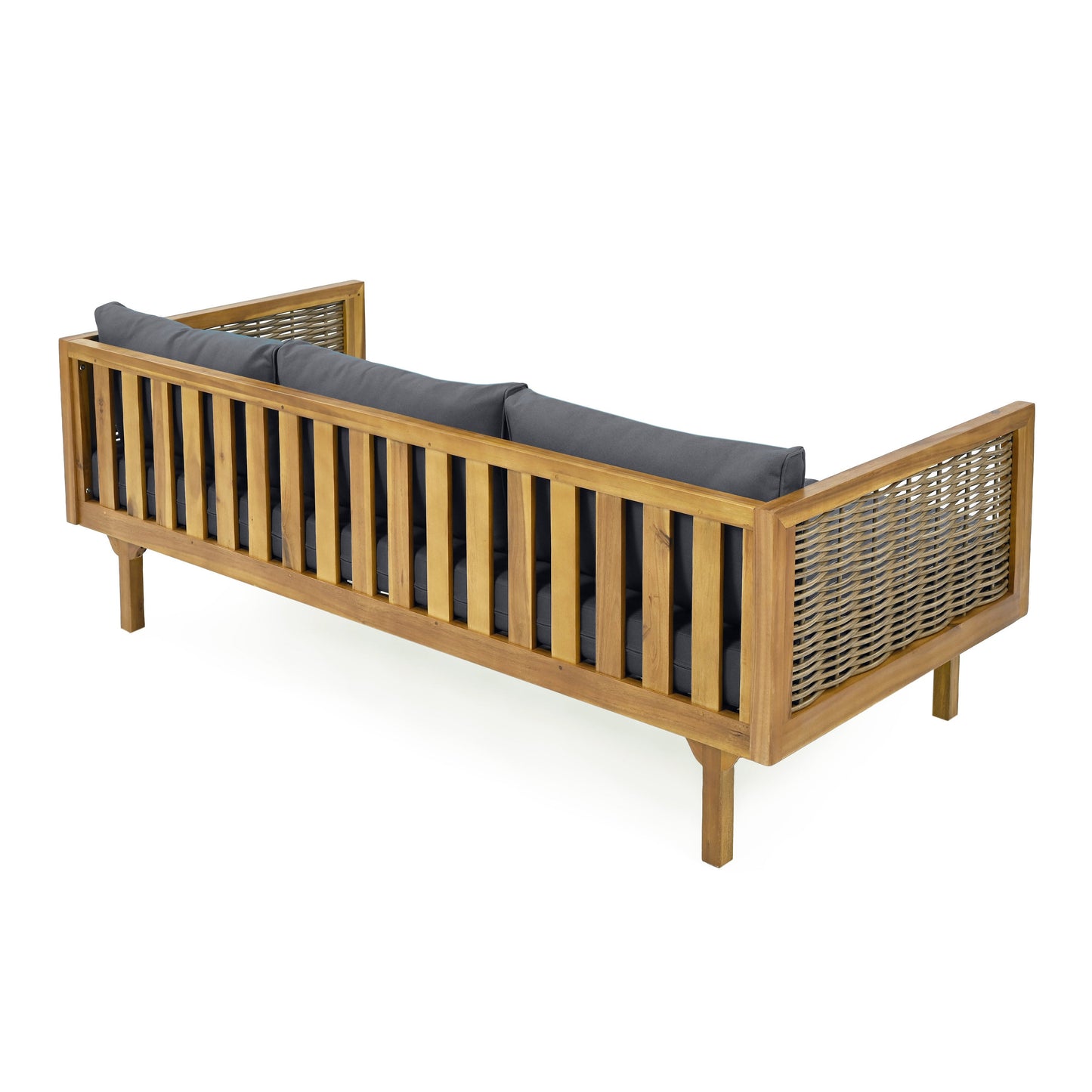 Patio Set Outdoor All Weather Wicker Conversation Cushions Dark Grey Durable